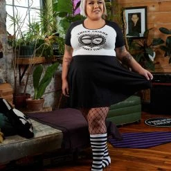 SOURPUSS SPOOKY VIBES RAGLAN SKATER DRESS