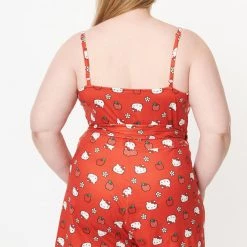 UNIQUE VINTAGE X HELLO KITTY RED APPLE LOTTIE WRAP ROMPER Ghouls Just Wanna Have Sun