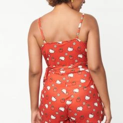 UNIQUE VINTAGE X HELLO KITTY RED APPLE LOTTIE WRAP ROMPER Ghouls Just Wanna Have Sun