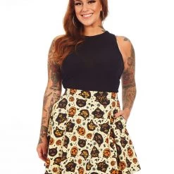 SOURPUSS CLASSIC HALLOWEEN SKATER SKIRT CREAM 10 SOURPUSS CLASSIC HALLOWEEN SKATER SKIRT CREAM