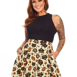 SOURPUSS CLASSIC HALLOWEEN SKATER SKIRT CREAM 11 SOURPUSS CLASSIC HALLOWEEN SKATER SKIRT CREAM