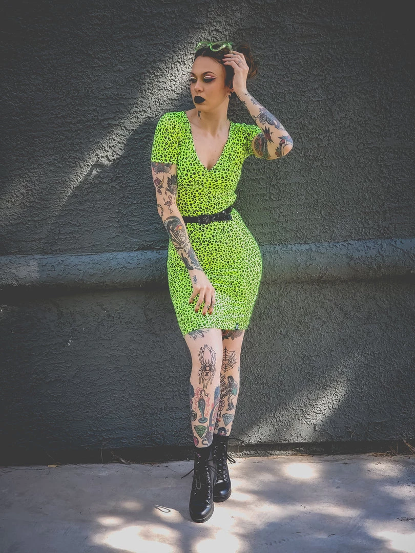 SOURPUSS NEON YELLOW LEOPARD SUZIE TOP 4 SOURPUSS NEON YELLOW LEOPARD SUZIE TOP