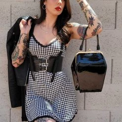 SOURPUSS HOUNDSTOOTH SLIP DRESS What's New