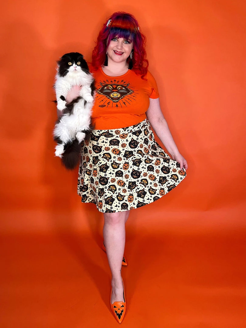 SOURPUSS CLASSIC HALLOWEEN SKATER SKIRT CREAM 8 SOURPUSS CLASSIC HALLOWEEN SKATER SKIRT CREAM