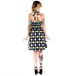 SOURPUSS BAT ARGYLE PEEKABOO HALTER DRESS 13 SOURPUSS BAT ARGYLE PEEKABOO HALTER DRESS