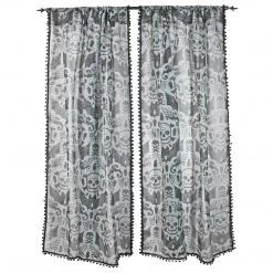 Haunted Homewares SOURPUSS SPOOKY DAMASK WINDOW CURTAINS