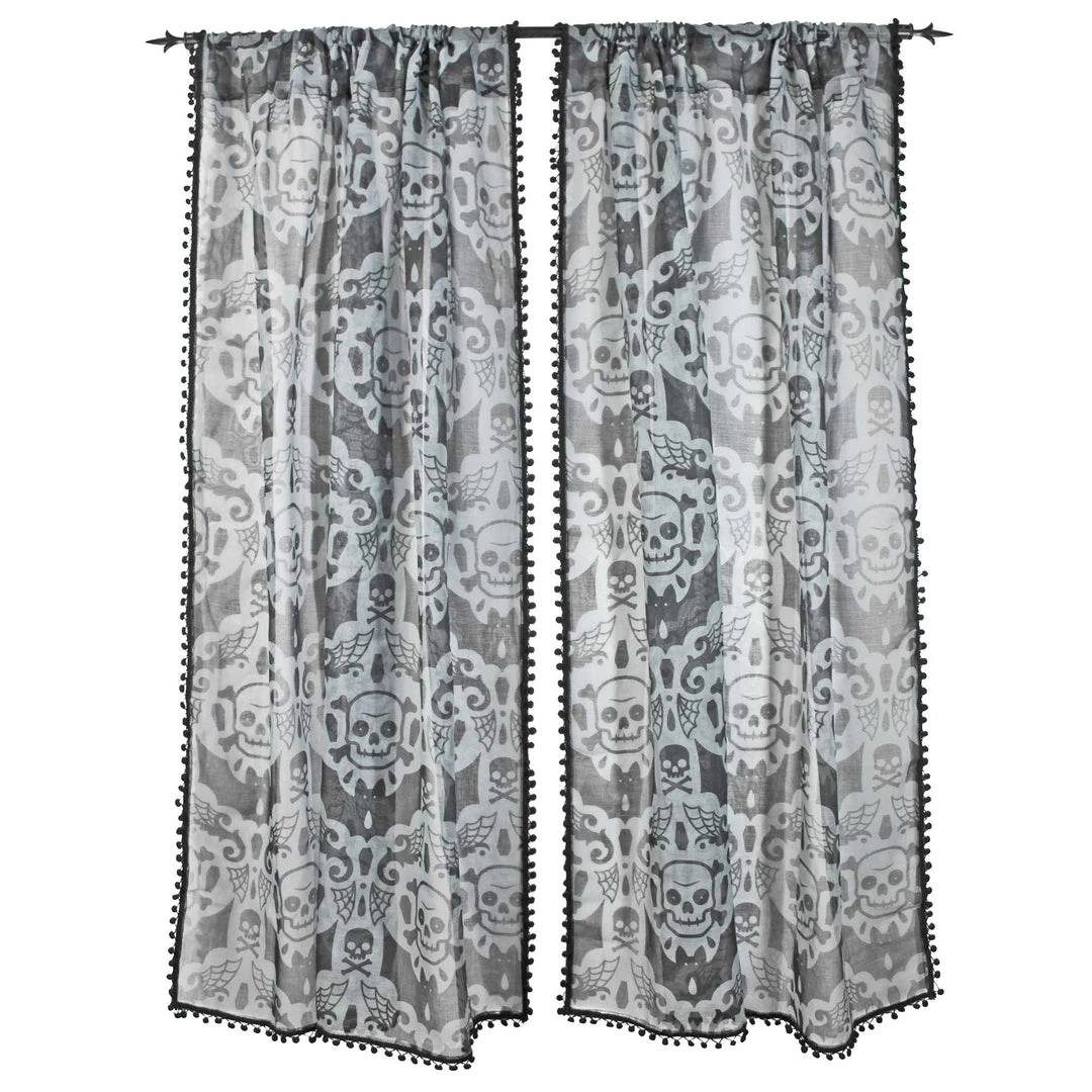 Haunted Homewares SOURPUSS SPOOKY DAMASK WINDOW CURTAINS 3 Haunted Homewares SOURPUSS SPOOKY DAMASK WINDOW CURTAINS
