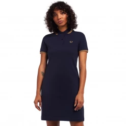 Apparel FRED PERRY GIRLS TWIN TIPPED POLO DRESS CARBON BLUE