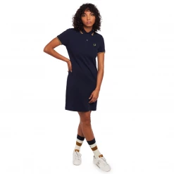 Apparel FRED PERRY GIRLS TWIN TIPPED POLO DRESS CARBON BLUE