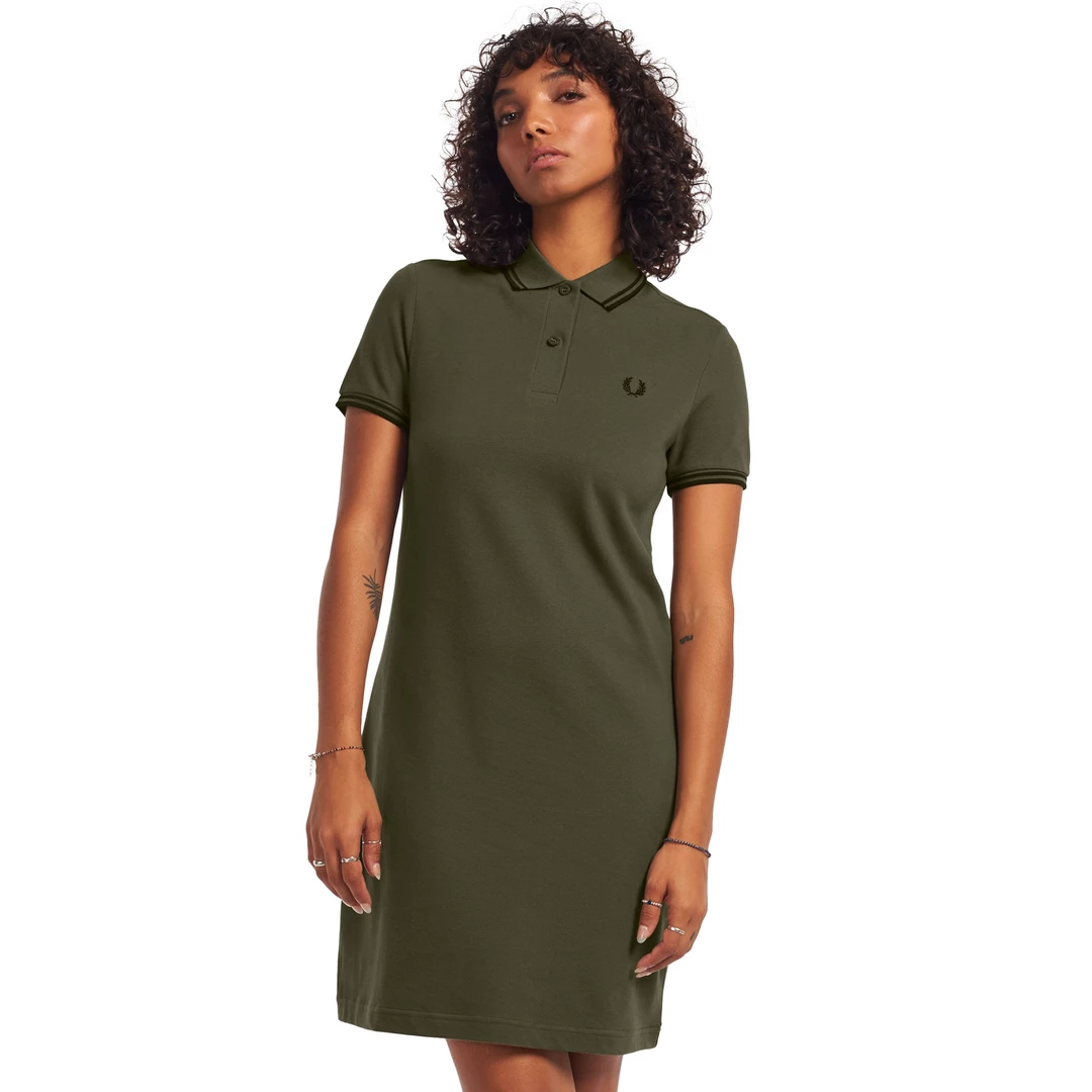 FRED PERRY GIRLS TWIN TIPPED POLO DRESS MILITARY GREEN Apparel 3 FRED PERRY GIRLS TWIN TIPPED POLO DRESS MILITARY GREEN Apparel