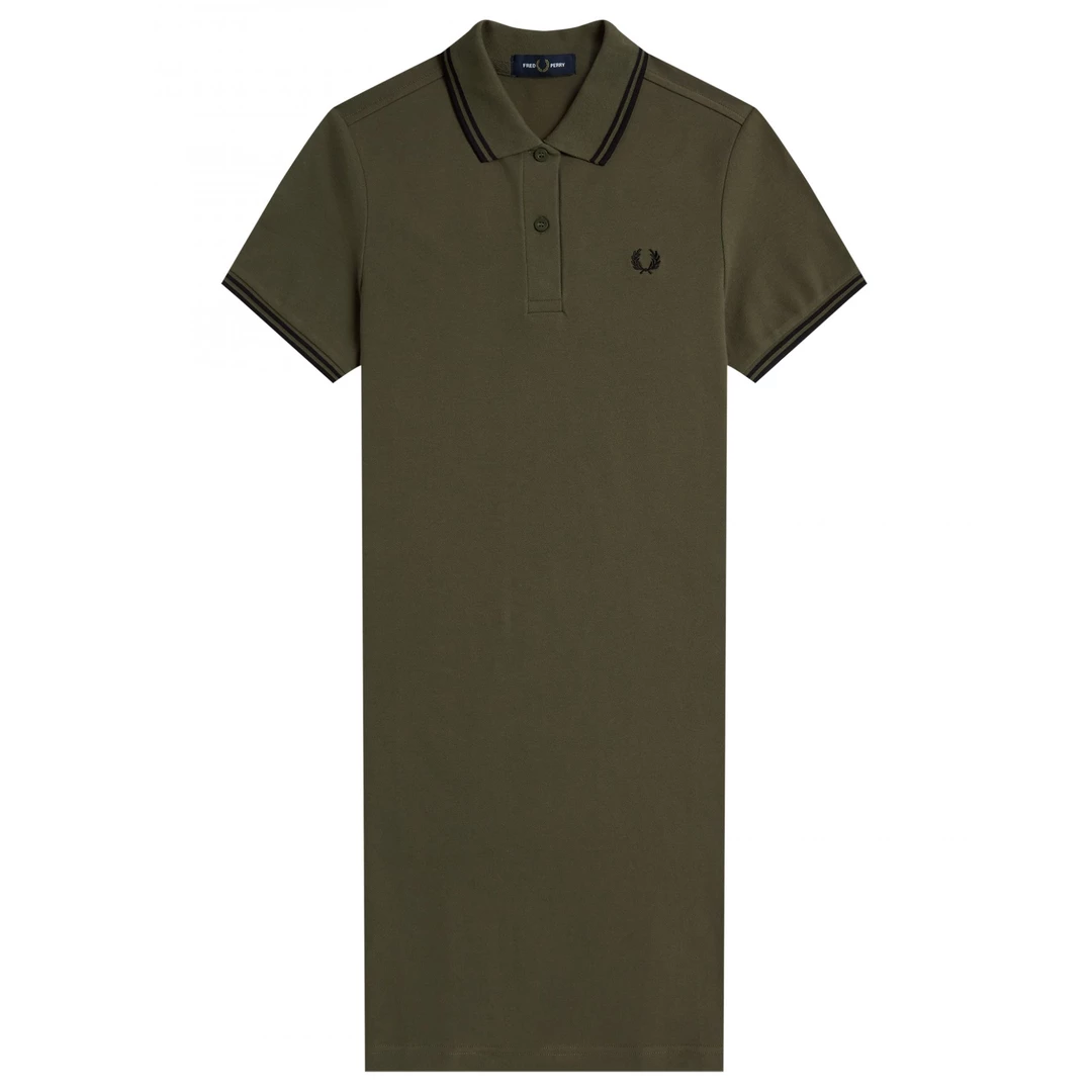 FRED PERRY GIRLS TWIN TIPPED POLO DRESS MILITARY GREEN Apparel 7 FRED PERRY GIRLS TWIN TIPPED POLO DRESS MILITARY GREEN Apparel