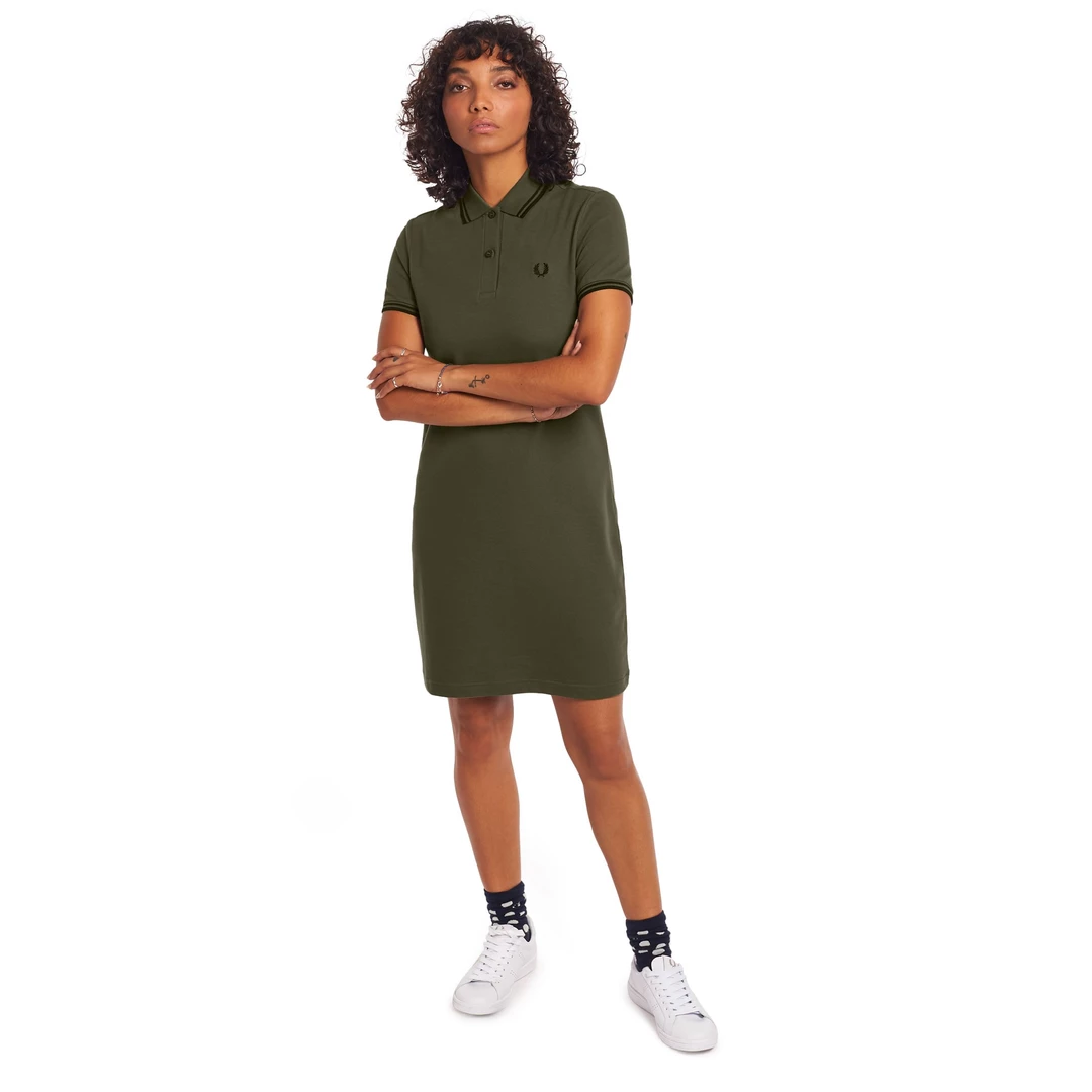 FRED PERRY GIRLS TWIN TIPPED POLO DRESS MILITARY GREEN Apparel 5 FRED PERRY GIRLS TWIN TIPPED POLO DRESS MILITARY GREEN Apparel