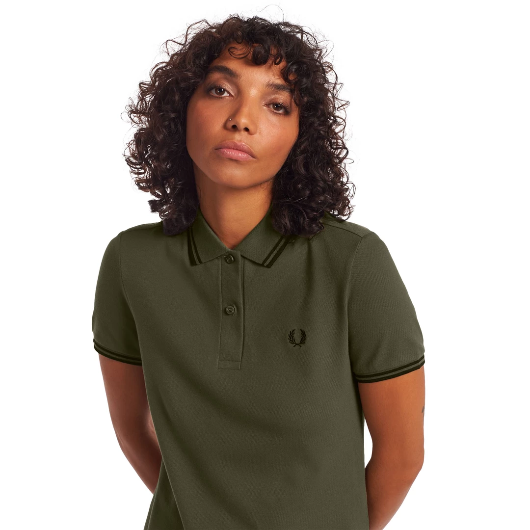 FRED PERRY GIRLS TWIN TIPPED POLO DRESS MILITARY GREEN Apparel 4 FRED PERRY GIRLS TWIN TIPPED POLO DRESS MILITARY GREEN Apparel
