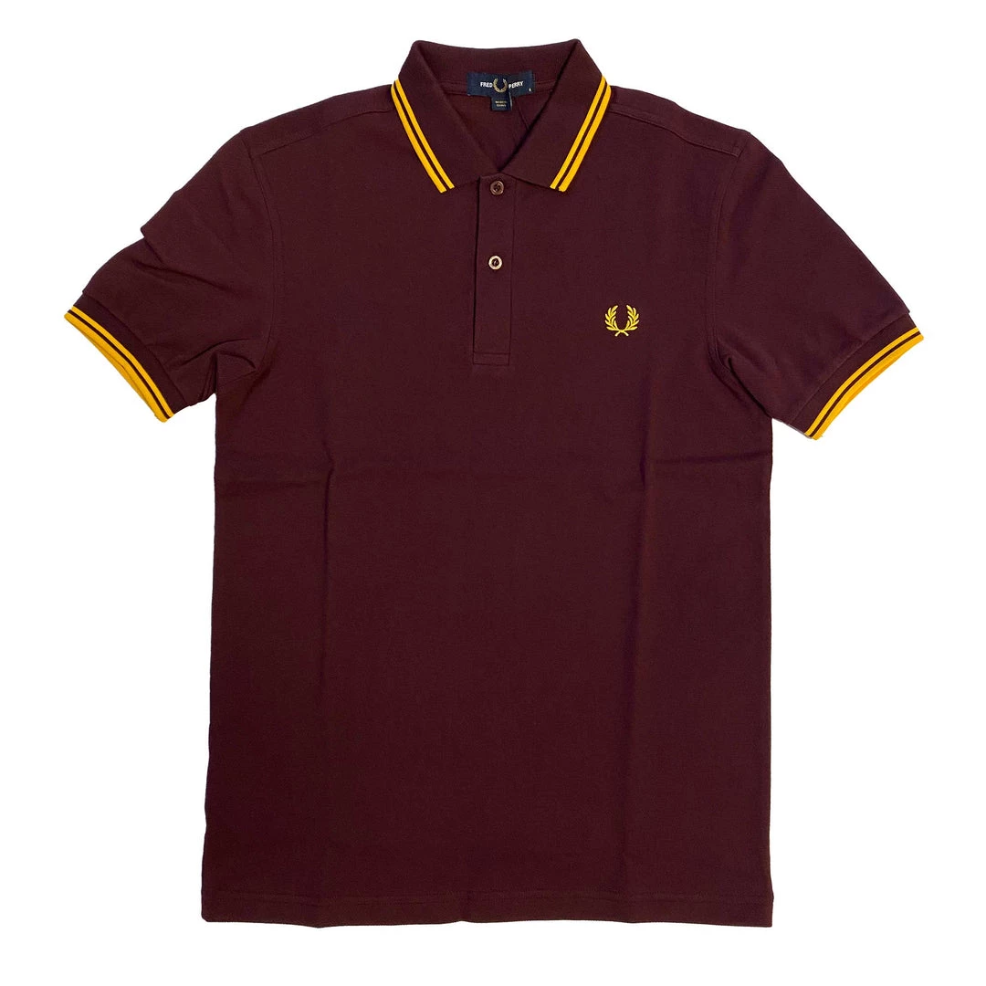 FRED PERRY TWIN TIPPED POLO SHIRT MAHOGANY/MAIZE Apparel 3 FRED PERRY TWIN TIPPED POLO SHIRT MAHOGANY/MAIZE Apparel