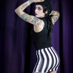 What's New SOURPUSS STRIPED MINI SKIRT BLK/WHT