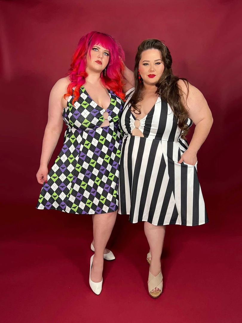 SOURPUSS BAT ARGYLE PEEKABOO HALTER DRESS 10 SOURPUSS BAT ARGYLE PEEKABOO HALTER DRESS