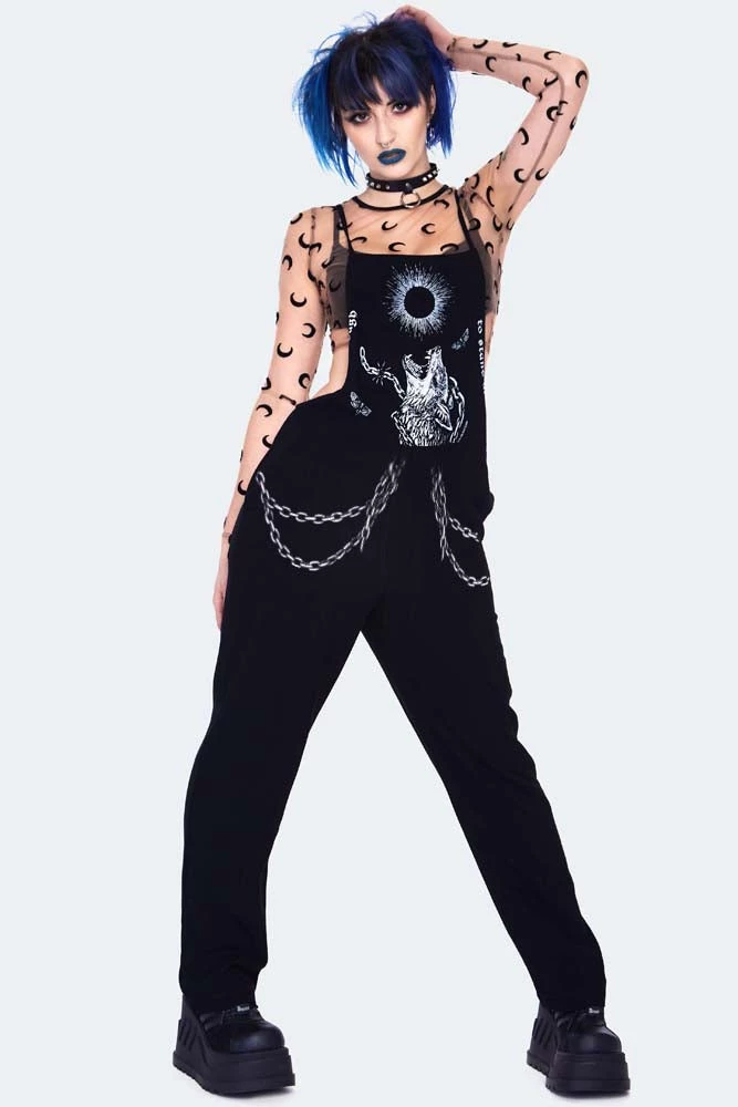 JAWBREAKER WOLF PRINT OVERSIZED OVERALLS Apparel 3 JAWBREAKER WOLF PRINT OVERSIZED OVERALLS Apparel