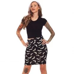 SOURPUSS LUNA BATS MIDI SKIRT
