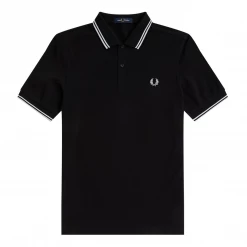 FRED PERRY TWIN TIPPED POLO SHIRT BLK/WHT