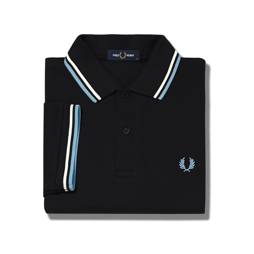 Apparel FRED PERRY TWIN TIPPED POLO SHIRT BLK/WHT/SKY 5 Apparel FRED PERRY TWIN TIPPED POLO SHIRT BLK/WHT/SKY
