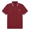 FRED PERRY TWIN TIPPED POLO SHIRT MAROON/WHT/ICE