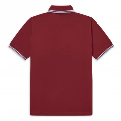 FRED PERRY TWIN TIPPED POLO SHIRT MAROON/WHT/ICE