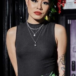 SOURPUSS MOCKNECK TOP BLACK Ghouls Just Wanna Have Sun