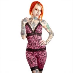 SOURPUSS HI WAIST PIZZAZZ SHORTS PINK ZEBRA Neon Dreams