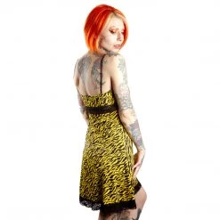 Neon Dreams SOURPUSS PIZZAZZ SLIP DRESS YELLOW ZEBRA