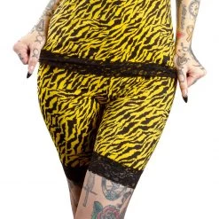 SOURPUSS HI WAIST PIZZAZZ SHORTS YELLOW ZEBRA 11 SOURPUSS HI WAIST PIZZAZZ SHORTS YELLOW ZEBRA