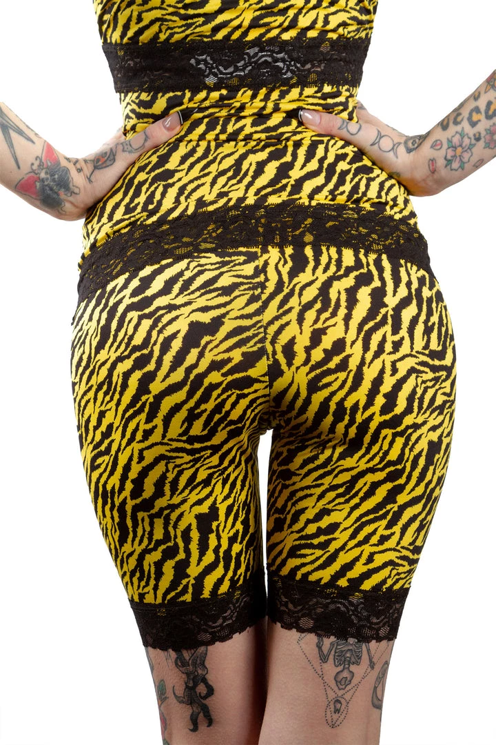 SOURPUSS HI WAIST PIZZAZZ SHORTS YELLOW ZEBRA 4 SOURPUSS HI WAIST PIZZAZZ SHORTS YELLOW ZEBRA