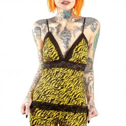 SOURPUSS PIZZAZZ CAMI TANKTOP YELLOW ZEBRA Neon Dreams