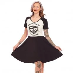 SOURPUSS SPOOKY VIBES RAGLAN SKATER DRESS
