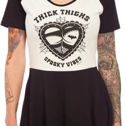 SOURPUSS SPOOKY VIBES RAGLAN SKATER DRESS