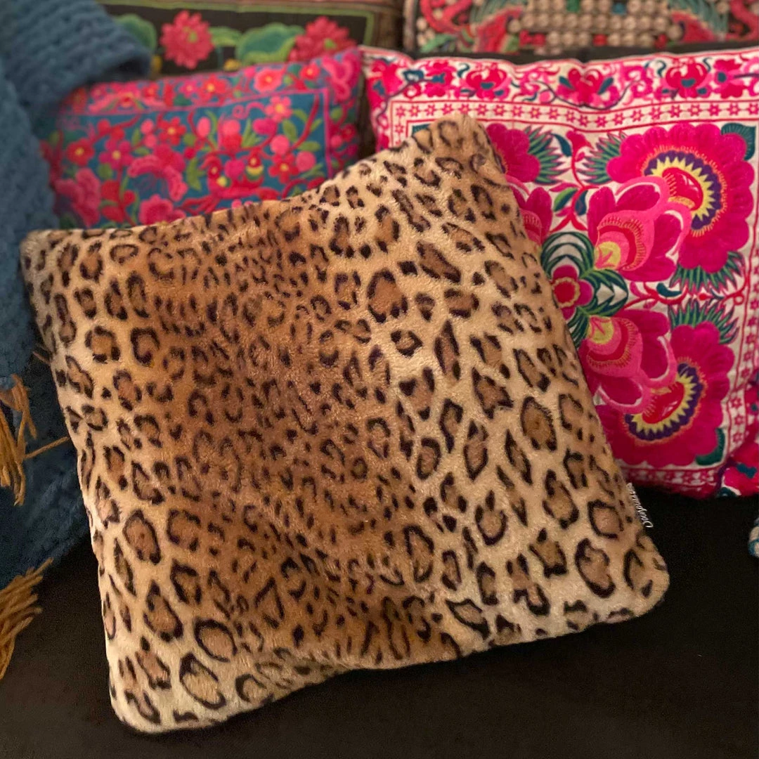 SOURPUSS VELVET LEOPARD SQUARE PILLOW 5 SOURPUSS VELVET LEOPARD SQUARE PILLOW
