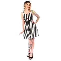 SOURPUSS STRIPES BLACK/WHITE GAUZY DRESS What's New