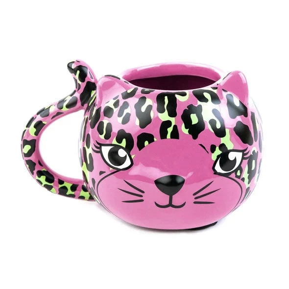 SOURPUSS PINK LEOPARD CAT MUG 4 SOURPUSS PINK LEOPARD CAT MUG