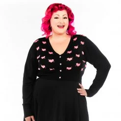 VOODOO VIXEN DAPHNE CUPID HEART CROPPED CARDIGAN Apparel