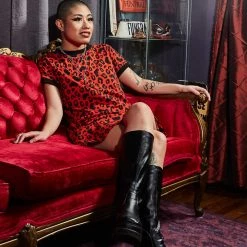 SOURPUSS BATTY LEOPARD RINGER TEE DRESS What's New 7 SOURPUSS BATTY LEOPARD RINGER TEE DRESS What's New