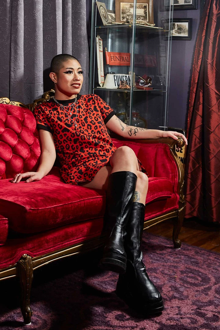 SOURPUSS BATTY LEOPARD RINGER TEE DRESS What's New 5 SOURPUSS BATTY LEOPARD RINGER TEE DRESS What's New