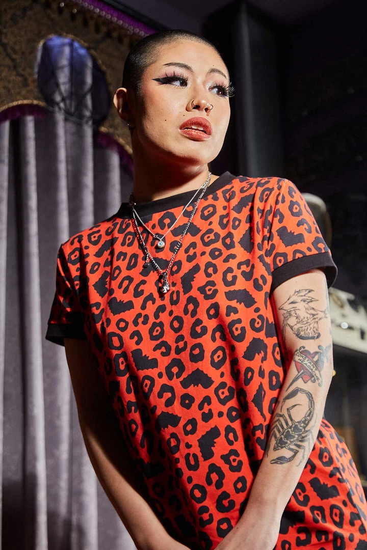 SOURPUSS BATTY LEOPARD RINGER TEE DRESS What's New 4 SOURPUSS BATTY LEOPARD RINGER TEE DRESS What's New