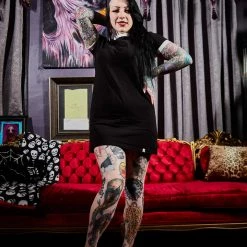 SOURPUSS BLACK RINGER TEE DRESS