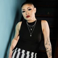 SOURPUSS MOCKNECK TOP BLACK Ghouls Just Wanna Have Sun