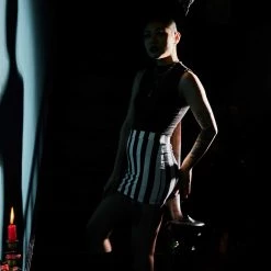 What's New SOURPUSS STRIPED MINI SKIRT BLK/WHT