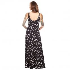 SOURPUSS LUNA BATS MAXI DRESS BLACK/WHITE