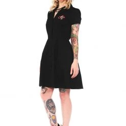 What's New SOURPUSS WINGED SKULL BUTTON DOWN DRESS