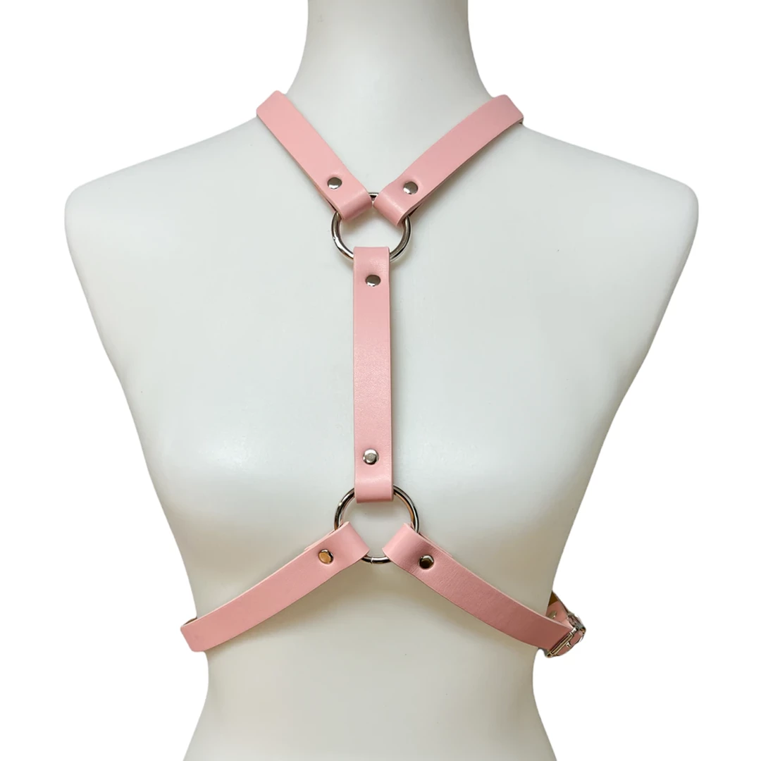 Funk Plus Accessories VEGAN Y HARNESS WITH O RINGS PINK 4 Funk Plus Accessories VEGAN Y HARNESS WITH O RINGS PINK