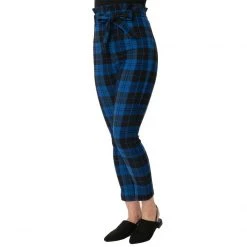UNIQUE VINTAGE BLUE/BLACK PLAID ANGELINA PANTS