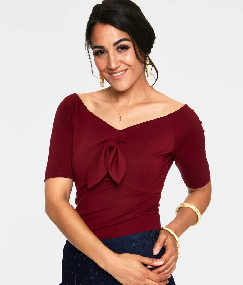 VOODOO VIXEN ANIKA BOW TOP BURGUNDY 3 VOODOO VIXEN ANIKA BOW TOP BURGUNDY