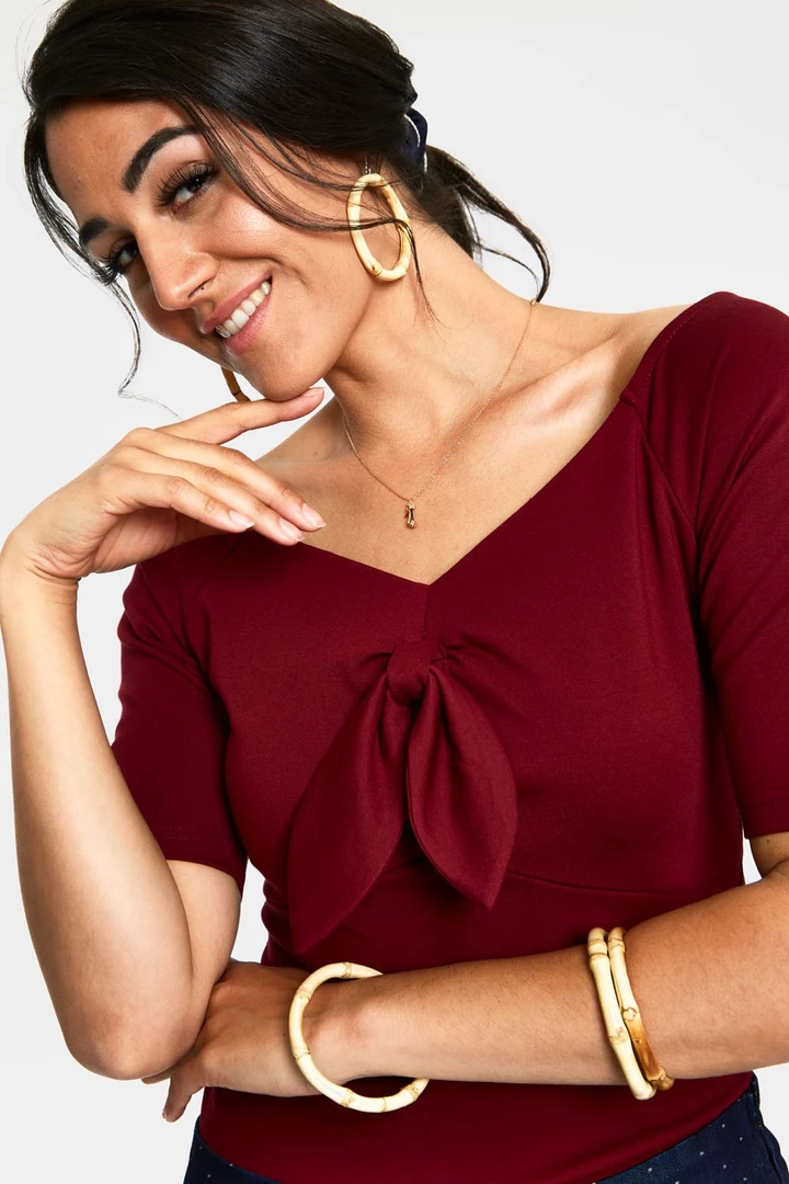 VOODOO VIXEN ANIKA BOW TOP BURGUNDY 4 VOODOO VIXEN ANIKA BOW TOP BURGUNDY